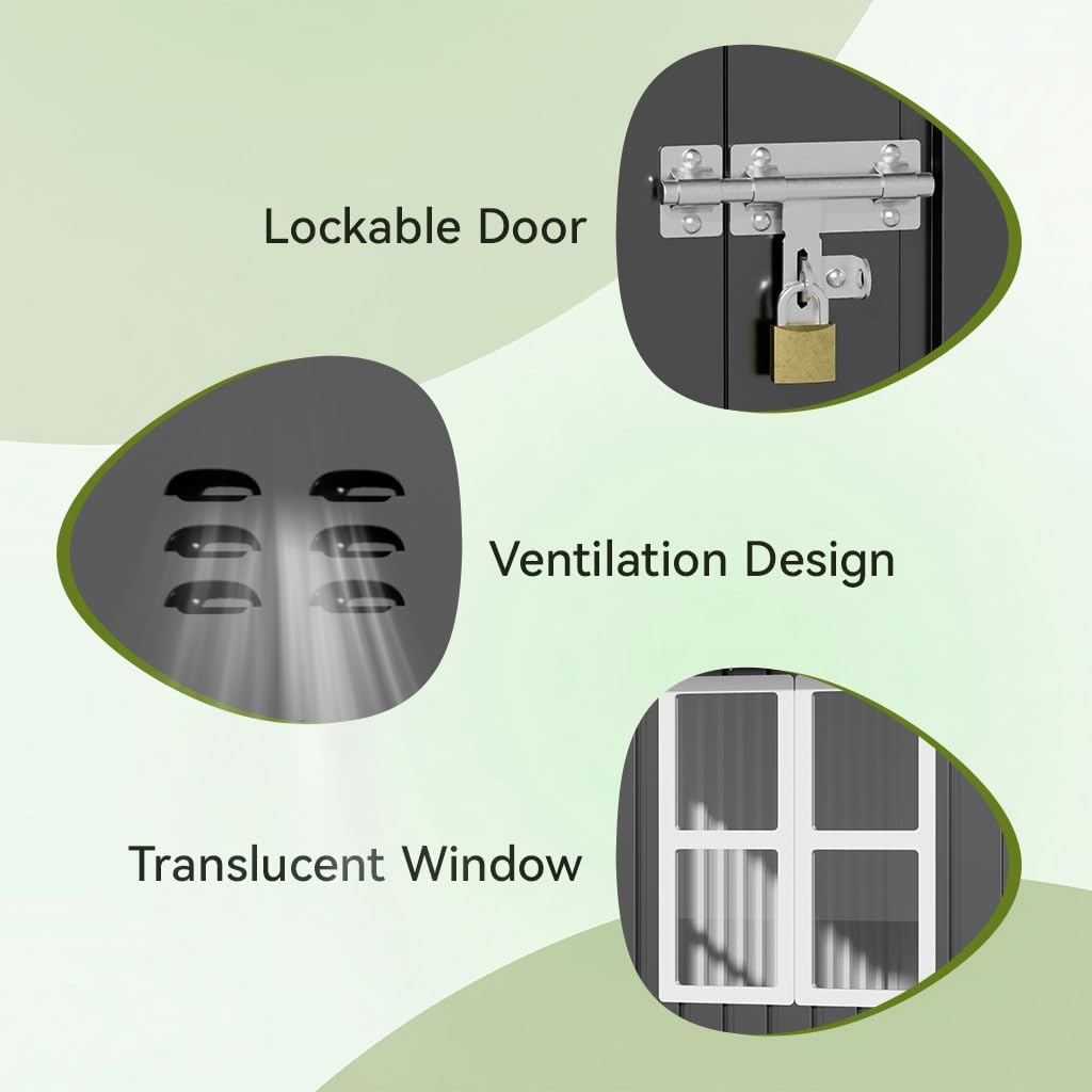 8*6 FT COMHOMA Metal Storage Tool Shed With Window & Lockable Door, OT-TL01