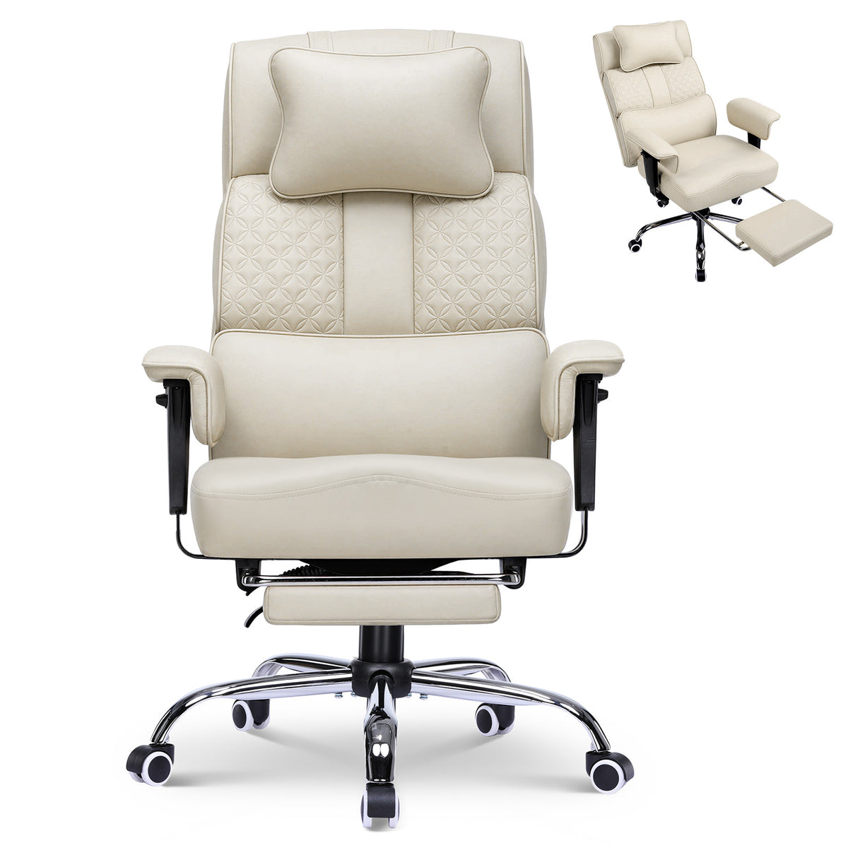 Cloudrest Pro® Big Tall Office Chair 400lbs with Built-In Lumbar Support, Footrest & Pillow CH620-SP