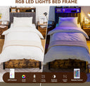 COMHOMA Bed Frame with 2 Storage Drawers & LED BF001