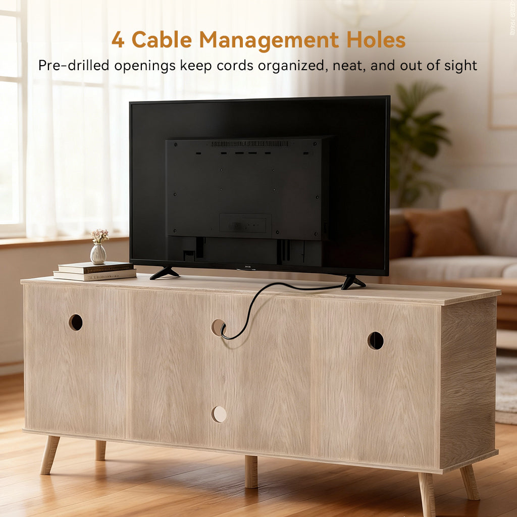 COMHOMA 71"/70"/59" TV Stand up to 80 Inch TV, Modern Farmhouse Entertainment Center with Open Storage Shelves and Cable Management Holes for Living Room H1004