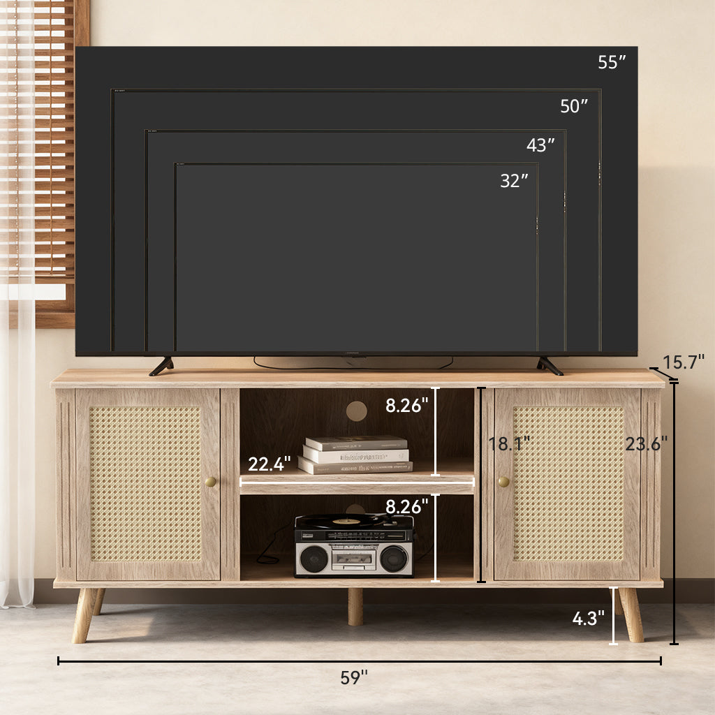 COMHOMA 71"/70"/59" TV Stand up to 80 Inch TV, Modern Farmhouse Entertainment Center with Open Storage Shelves and Cable Management Holes for Living Room H1004