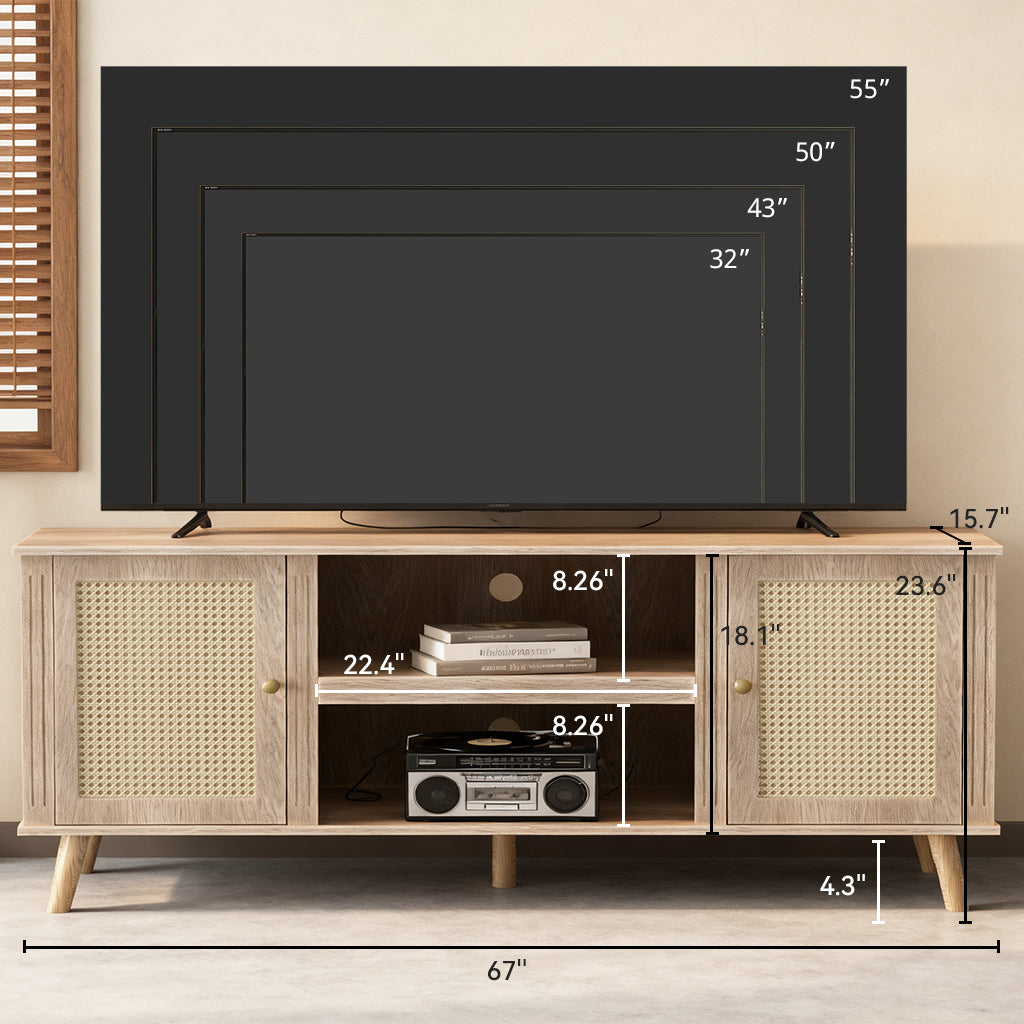 COMHOMA 71"/70"/59" TV Stand up to 80 Inch TV, Modern Farmhouse Entertainment Center with Open Storage Shelves and Cable Management Holes for Living Room H1004