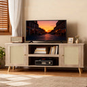 COMHOMA 71"/70"/59" TV Stand up to 80 Inch TV, Modern Farmhouse Entertainment Center with Open Storage Shelves and Cable Management Holes for Living Room H1004