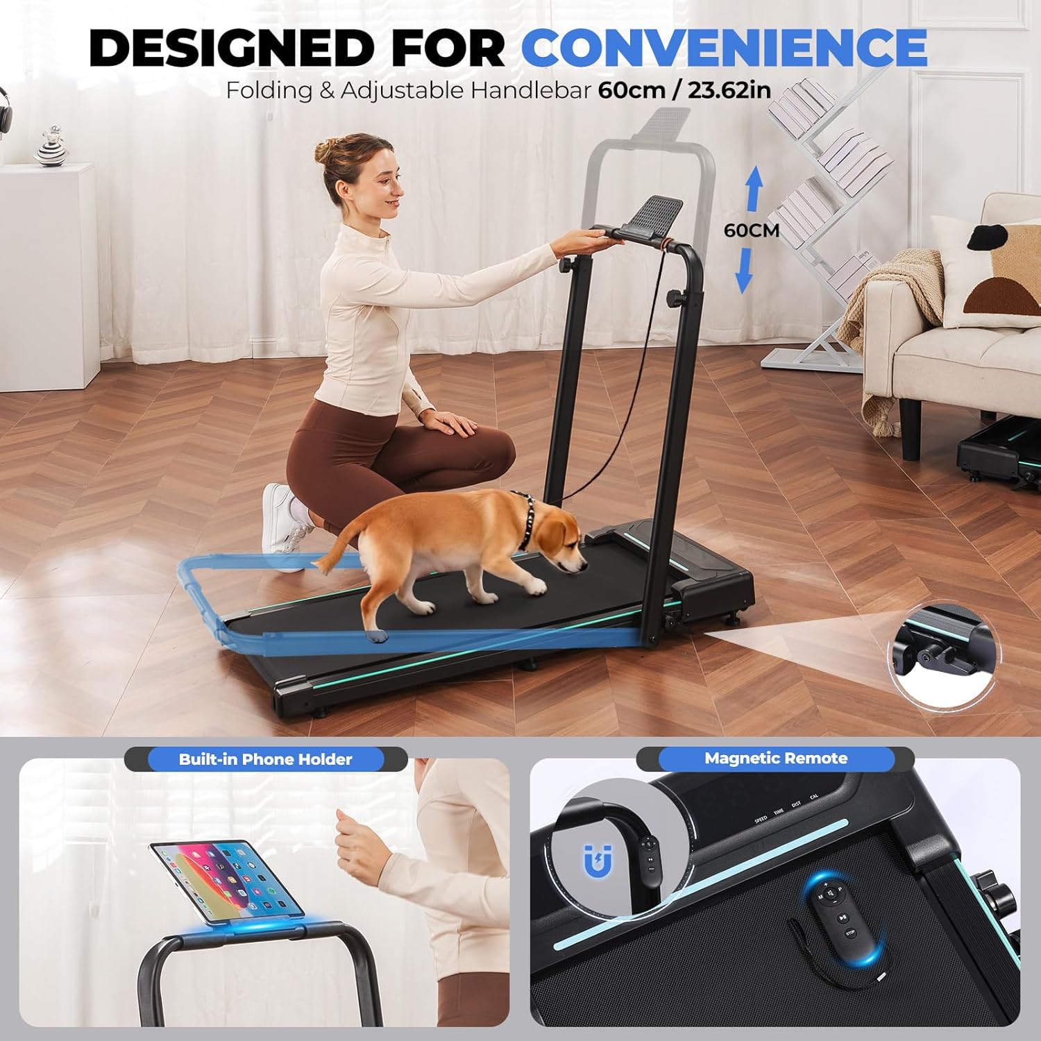 GTPLAYER Walking Pad Treadmill, 330LBS with Remote Control LED Display US-HTM150