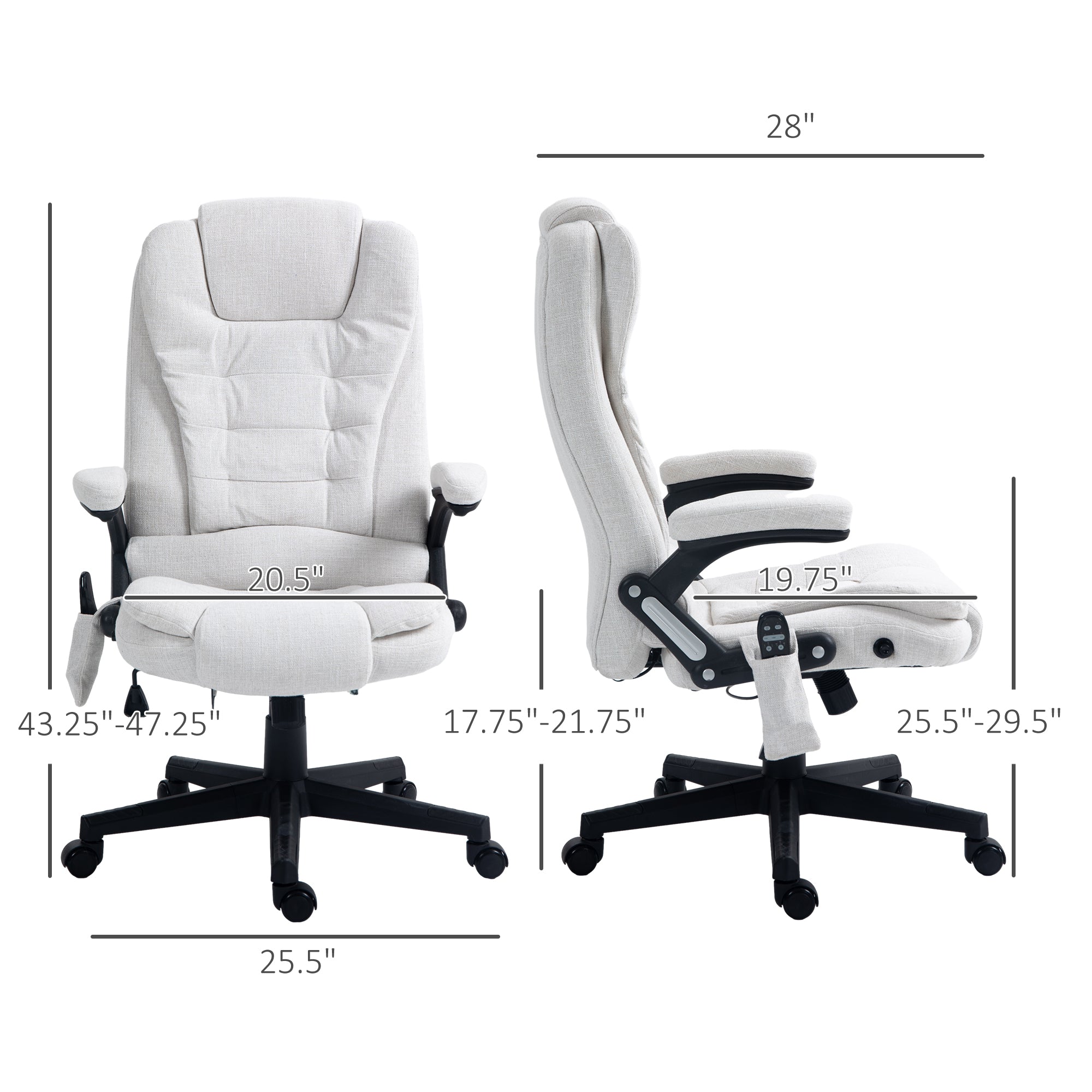 COMHOMA Massage & Heat Office Chair with Lumbar Support, Linen Fabric CH01