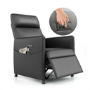 Power Recliner Chair for Adults - Black Leather Electric Recliner w/ Footrest & Backrest, Padded Seat, Compact for Small Spaces, Home Theater & Living Room