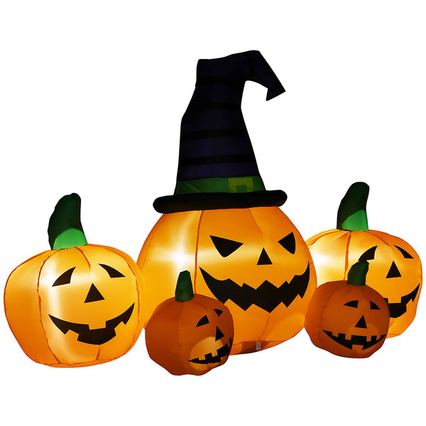 Outsunny 73'L Inflatable Halloween Decoration,5 Pumpkin, Blow Up Outdoor LED Yard Display, Waterproof