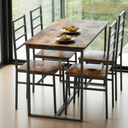 5 Piece Metal and Wood Indoor Modern Dinning Table Furniture Set for 4, Dining Table Chairs