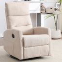 Manual Recliner Chair with Rocker and Swivel in Fabric for Living Room, Beige