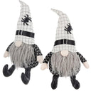 Set of 2, 10.2x5.5x23.5' Fabric Sitting Gnome with White Hat Spider, for Halloween Decor