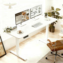 Double Beam Single Motor 55'  Electric Standing Desk Height Adjustable Desk for home and office desk frame with Sliced Board