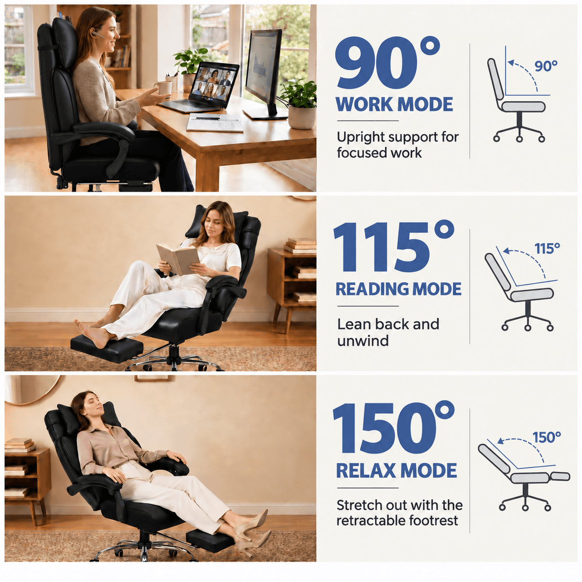 Cloudrest Pro® Big & Tall Office Chair with Pillow, Footrest & Linkage Armrests 350LBS CH630-SP