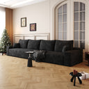 140' Cloud Sectional Couch,Modern Modular Sofa with Deep Seat, Upholstered Couches for Living Room Bedroom,No Assembly Required,Black (Plush Corduroy Fabric)