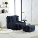 Fluffy bean bag chair, comfortable bean bag for adults , super soft lazy sofa chair with memory foam and ottoman, indoor modern focus bean bag chair for living room, bedroom, apartment