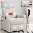Heat Massage Manual Recliner Chair with Rocker and Swivel in Fabric for Living Room, Beige