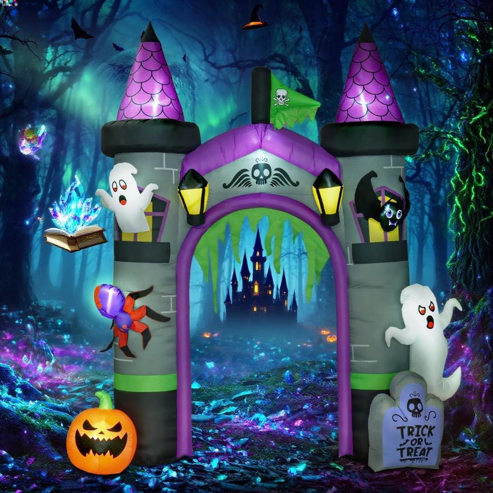 Inflatable Halloween Archway with Ghost, Pumpkin, Spider and Bat