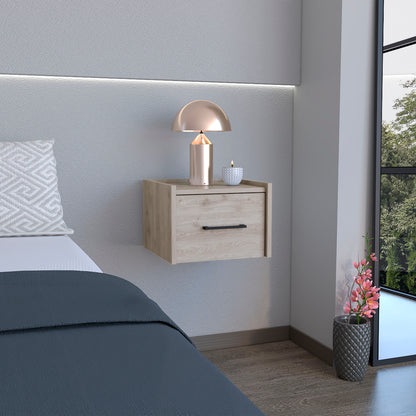 Floating Nightstand, Space-Saving Design with Handy Drawer and Surface, Light Gray