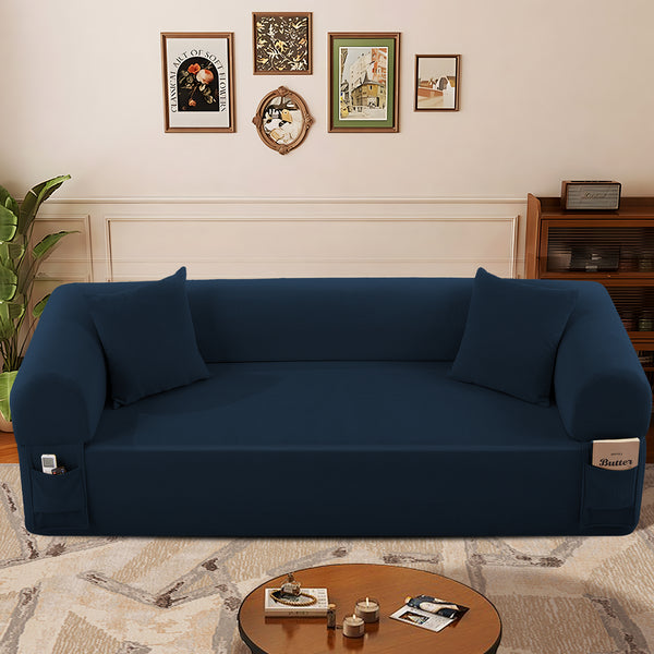 Spring Sofa with High-Quality Fabric, Pillows & Storage - Pocketed Springs, High-Density Foam, for Living Room, Apartment or Studics,Blue.