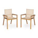 BELFAST Dining Chair Set of 2 with Teak Frame and Beige Textile for Outdoor Use