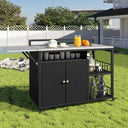 63.5' Outdoor Kitchen Island, Kitchen Storage Island, Cooking Station, Outdoor Grill Cart with Foldable Side Tabletop, Ample Storage Space, Bottle Opener for Outside BBQ, Patio, Backyard, Dark Brown