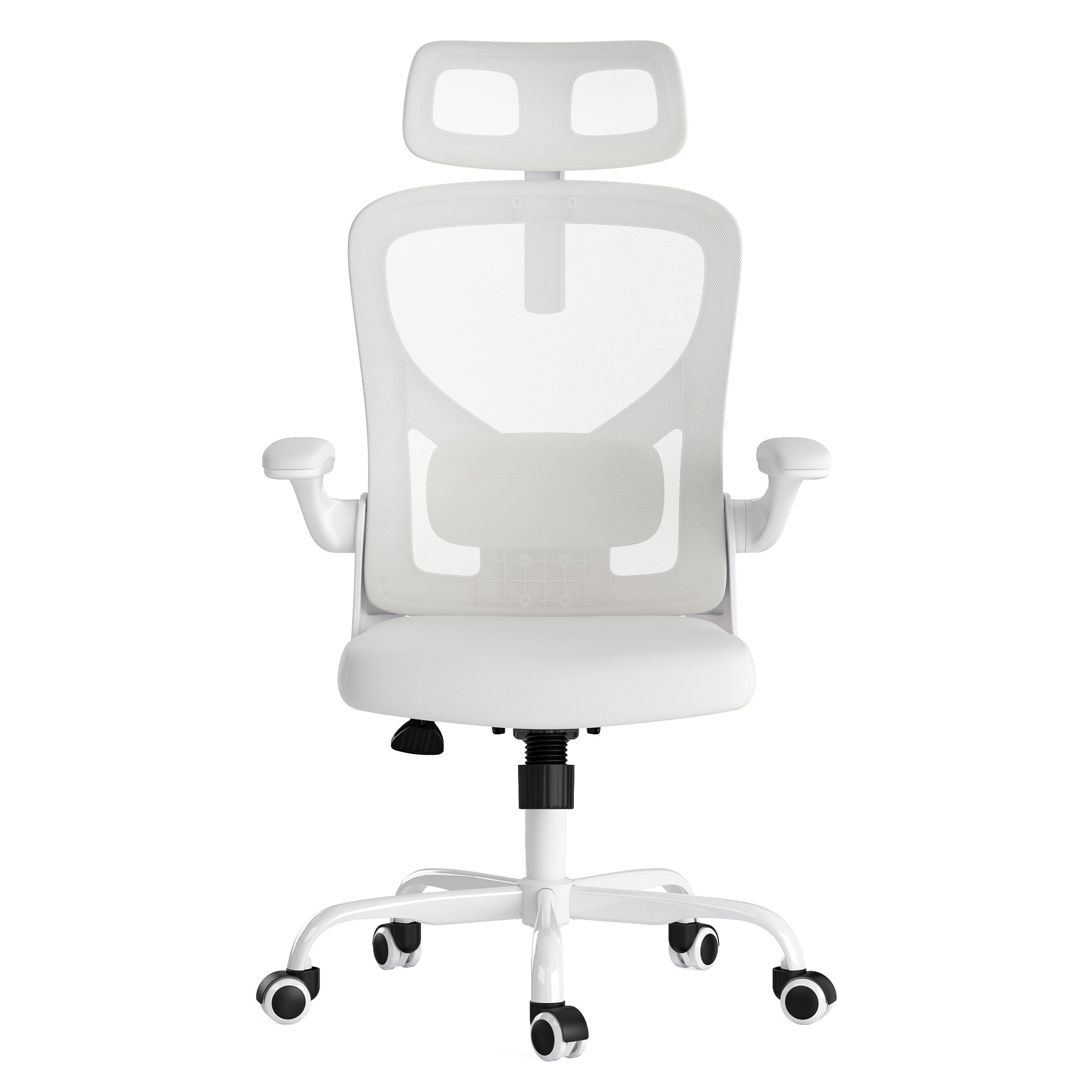 Ergonomic Office Chair, Home Office Desk Chair with Headrest, High Back Computer Chair with Armrests and Adjustable Lumbar Support for Home Office Study Room, White