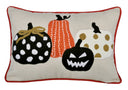 Halloween Pumpkin Embroidered Throw Pillow – Spooky Polka Dot Linen Cushion