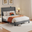 COMHOMA Wood King Bed Frame with Headboard, Type-C & USB BF002