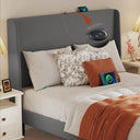 COMHOMA Wood King Bed Frame with Headboard, Type-C & USB BF002