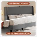 COMHOMA Wood King Bed Frame with Headboard, Type-C & USB BF002