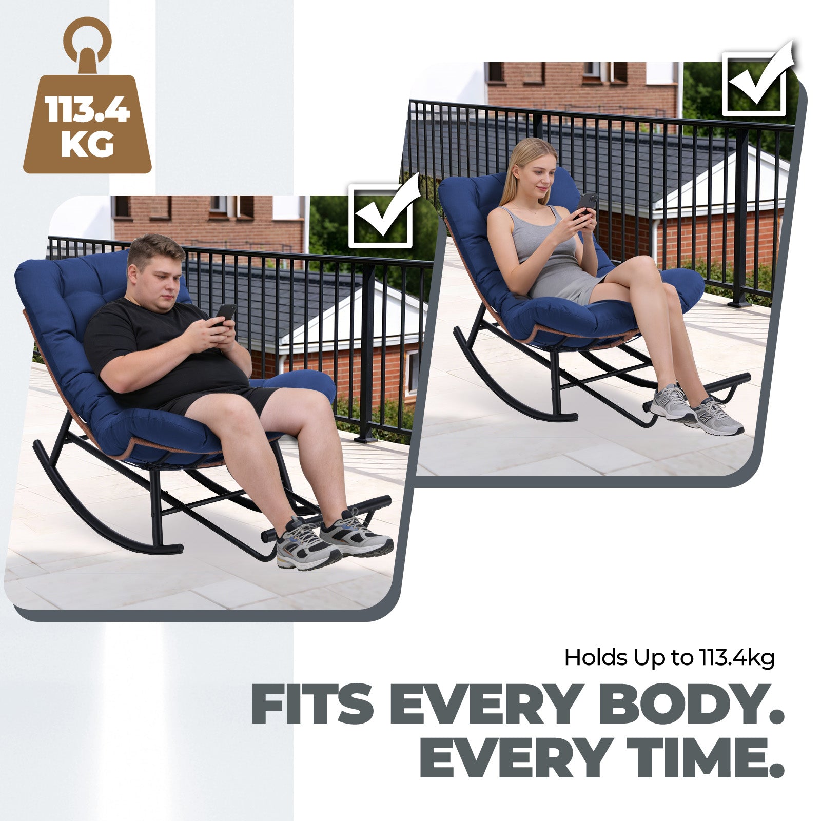 COMHOMA Outdoor Rocking Papasan Chair, Oversized Wicker Patio Rocker OT-CH03
