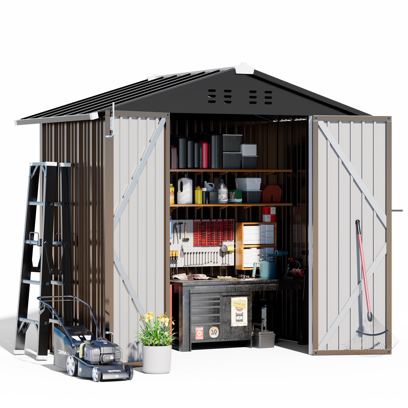 COMHOMA Outdoor Metal Storage Tool Shed B106