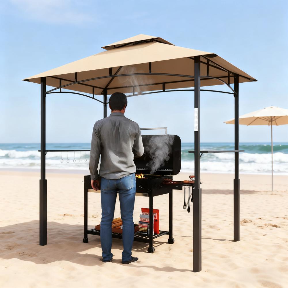 Dark Brown Outdoor Grill Gazebo  8' x 5' Gazebo Shelter