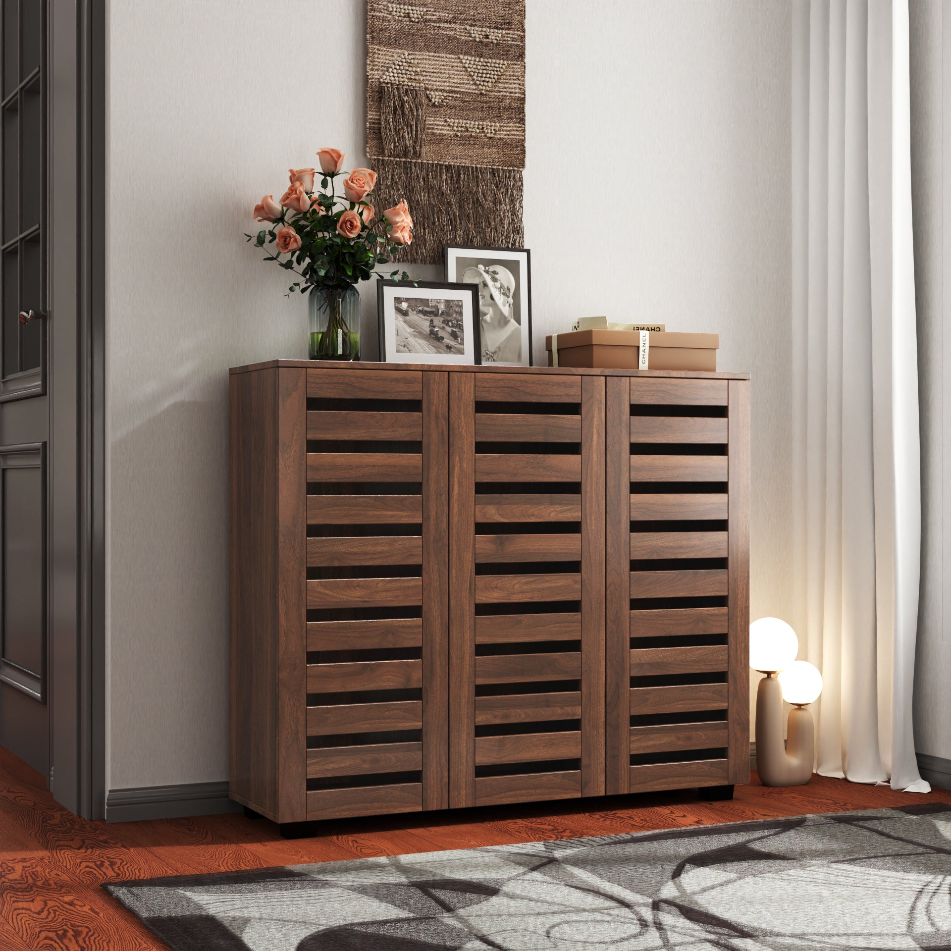 Shoe Cabinet, 5-Tier Shoe Storage Cabinet with Adjustable Shelves
