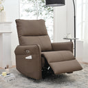 270° Power Swivel Rocker Recliner Chair, Electric Glider Reclining Sofa with USB Ports, PU Faux Leather Power Swivel Glider, Rocking Chair,Nursery Recliners for Living Room Bedroom(Brown+270° Swivel)