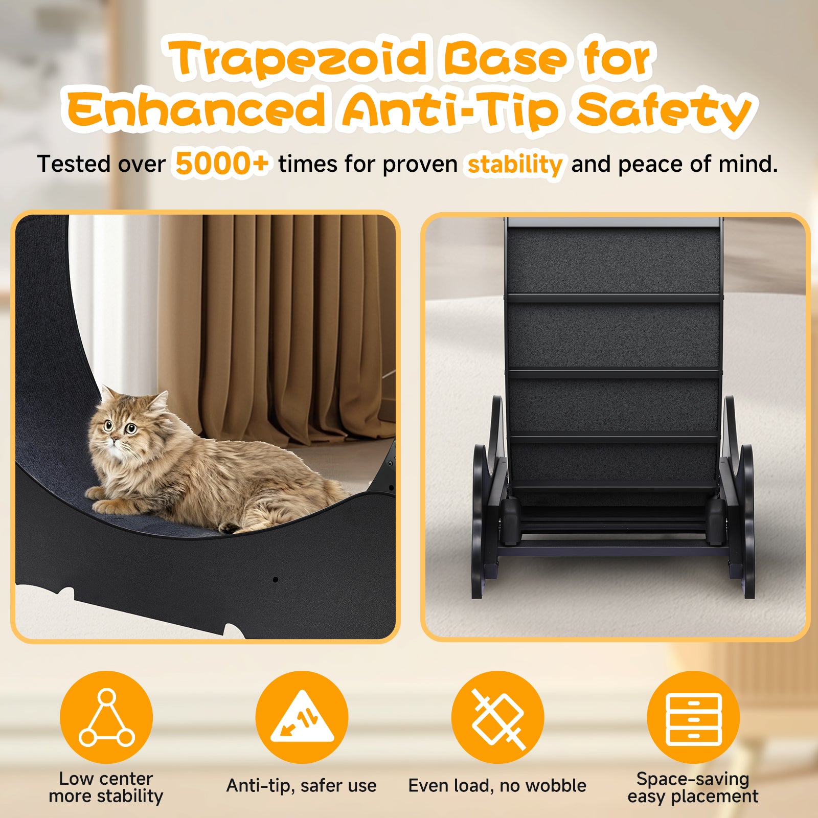 LUCKLIFE Large Cat Exercise Wheel with Detachable Carpet & Teaser/Stickers, PET-CEW01-BLK