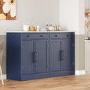 [Assembly Video Provided] TOPMAX Modern Freestanding Kitchen Pantry,Buffet Food Storage, Coffee Bar Cabinet with Drawer, 2 Adjustable Shelves and 2 Door Shelves for Dining, Kitchen, Set of 2, Blue