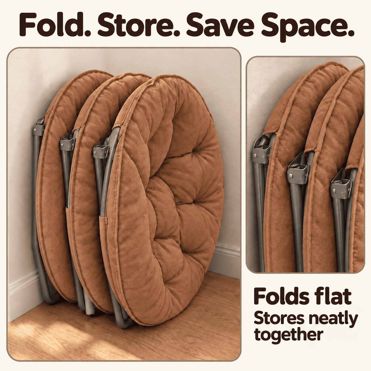 COMHOMA® Foldable Cozy Saucer Chair, Faux Fur XL Circle Chair CH338