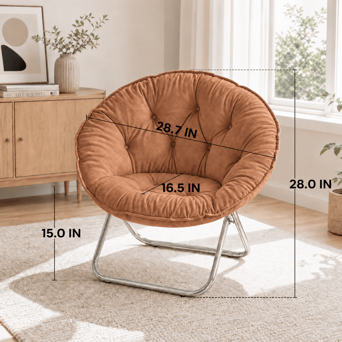 COMHOMA® Foldable Cozy Saucer Chair, Faux Fur XL Circle Chair CH338