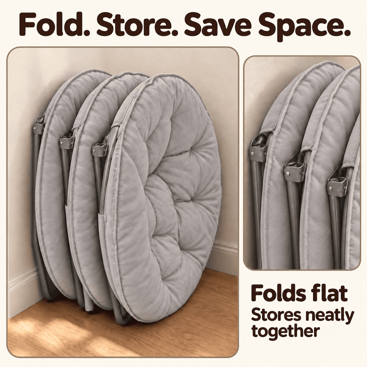 COMHOMA® Foldable Cozy Saucer Chair, Faux Fur XL Circle Chair CH338