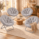 COMHOMA® Foldable Cozy Saucer Chair, Faux Fur XL Circle Chair CH338