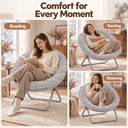COMHOMA® Foldable Cozy Saucer Chair, Faux Fur XL Circle Chair CH338