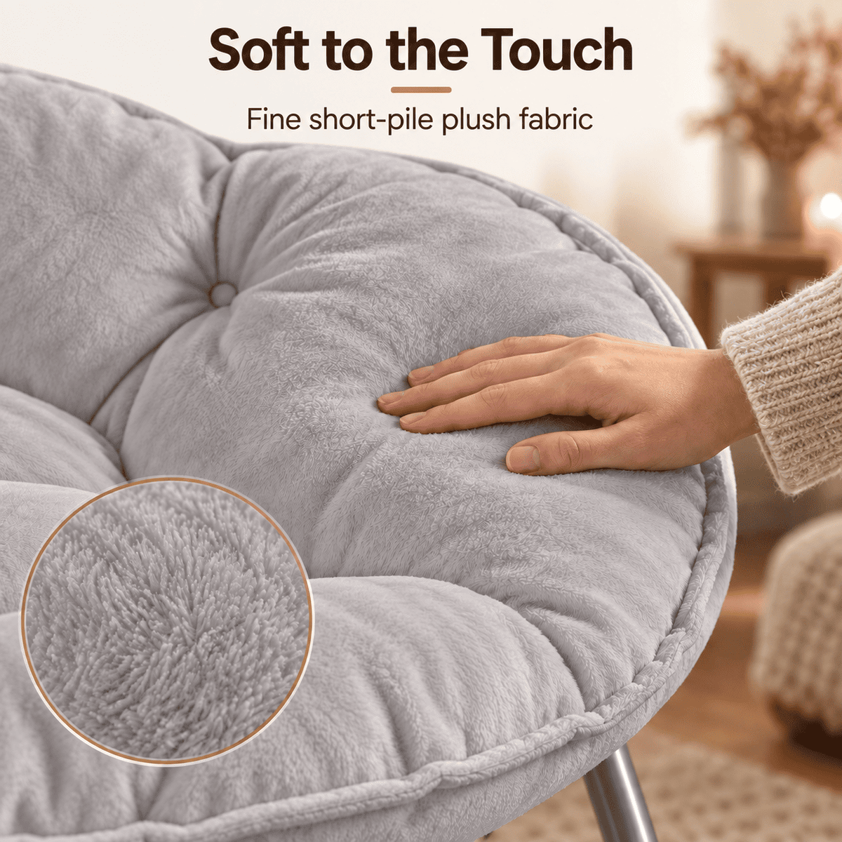 COMHOMA® Foldable Cozy Saucer Chair, Faux Fur XL Circle Chair CH338