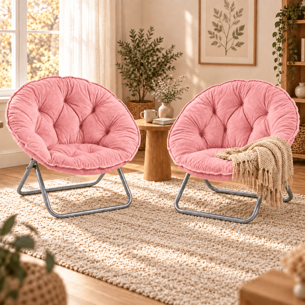 COMHOMA® Foldable Cozy Saucer Chair, Faux Fur XL Circle Chair CH338