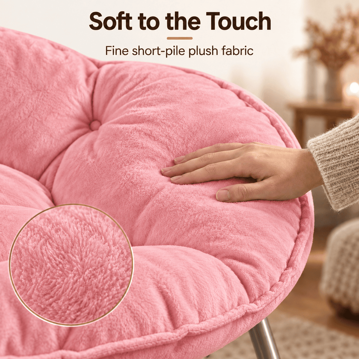 COMHOMA® Foldable Cozy Saucer Chair, Faux Fur XL Circle Chair CH338