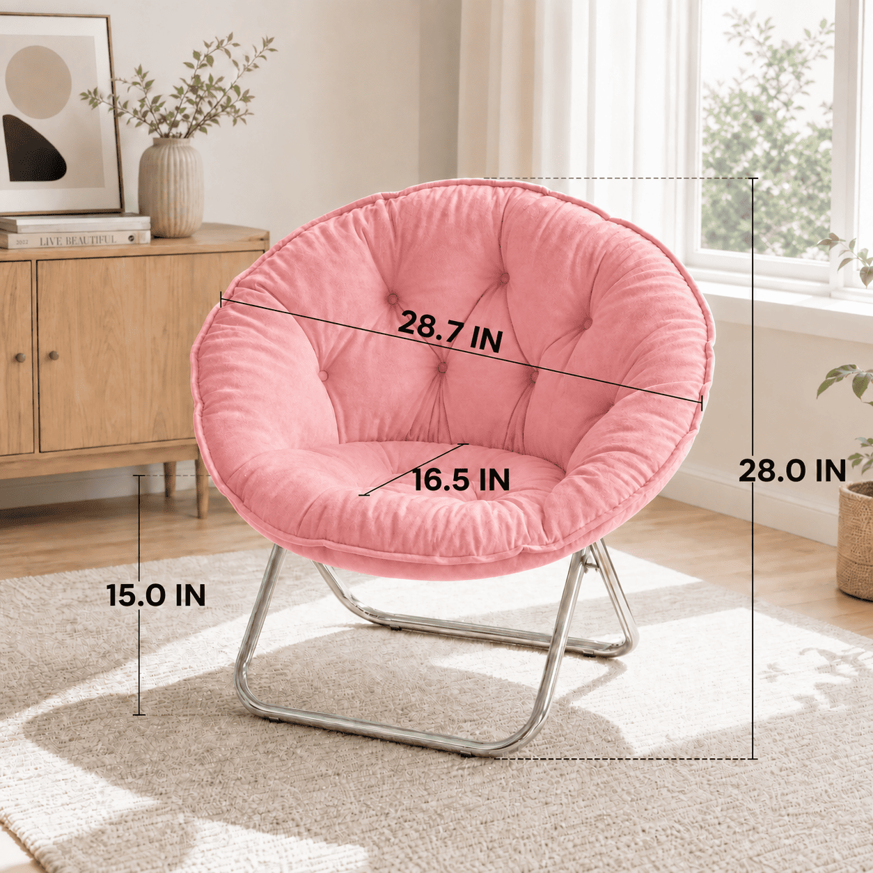 COMHOMA® Foldable Cozy Saucer Chair, Faux Fur XL Circle Chair CH338