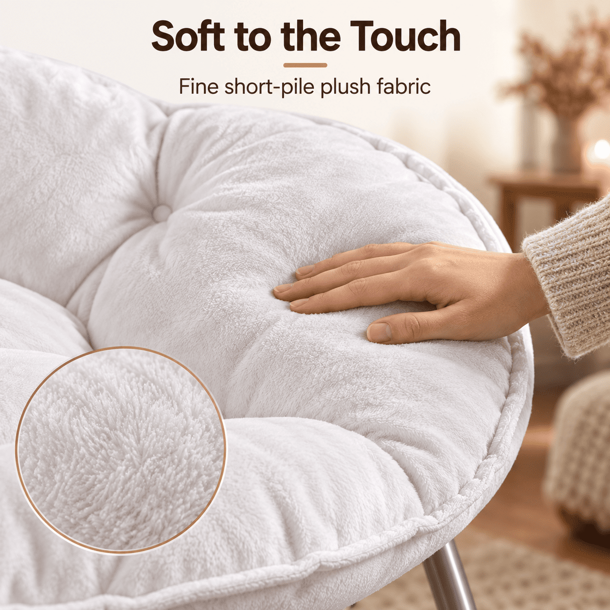 COMHOMA® Foldable Cozy Saucer Chair, Faux Fur XL Circle Chair CH338