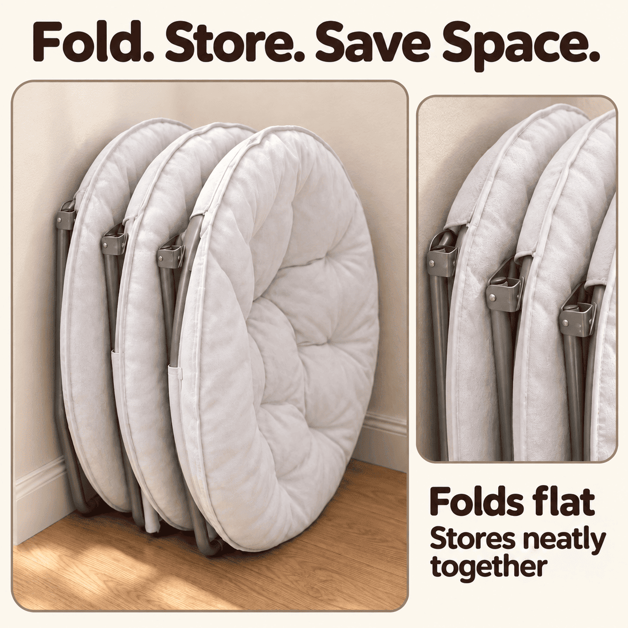 COMHOMA® Foldable Cozy Saucer Chair, Faux Fur XL Circle Chair CH338
