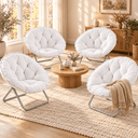 COMHOMA® Foldable Cozy Saucer Chair, Faux Fur XL Circle Chair CH338