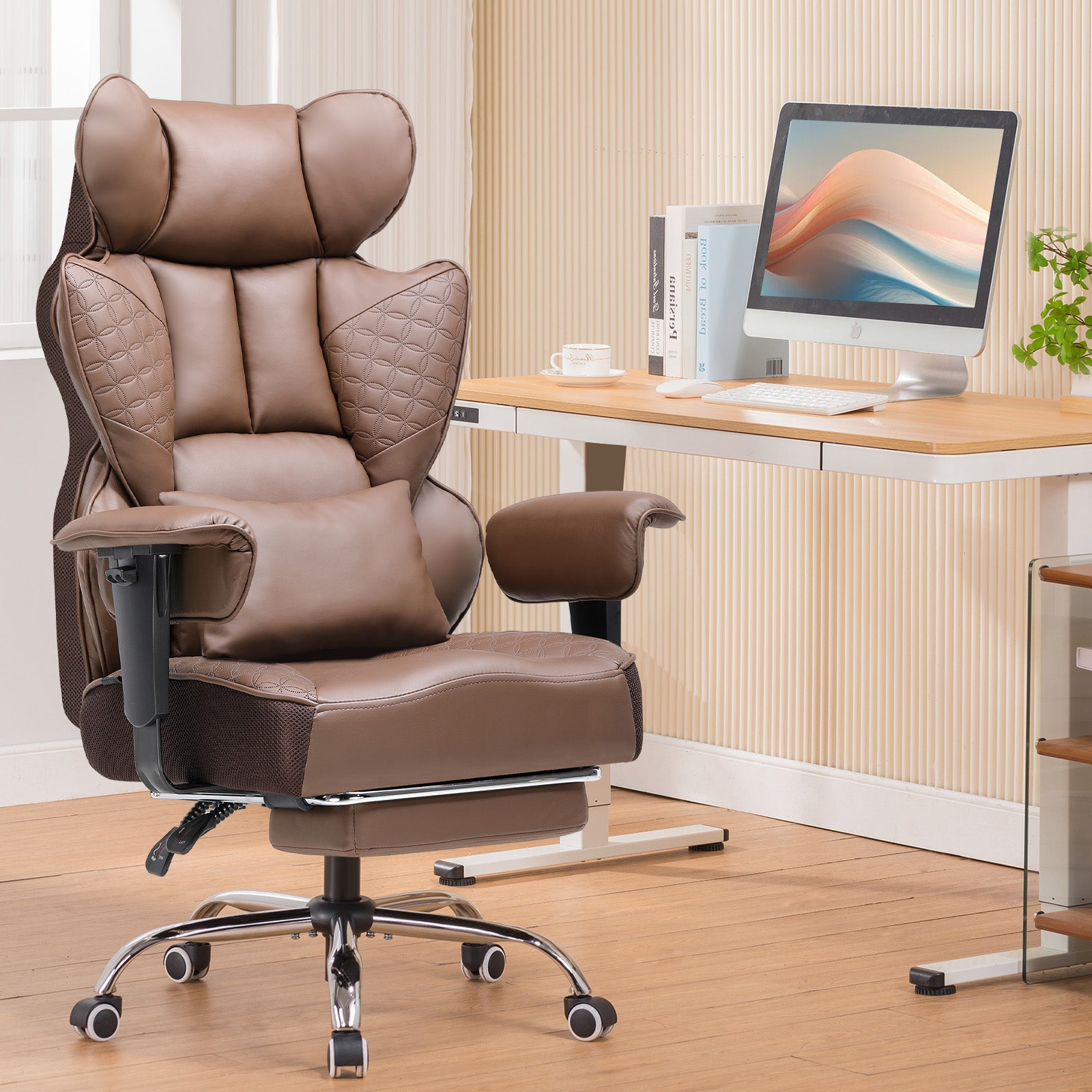 COMHOMA Upgraded Big and Tall Office Chair 400LBS with Pillow & Adjustable Armrest CH510/CH511
