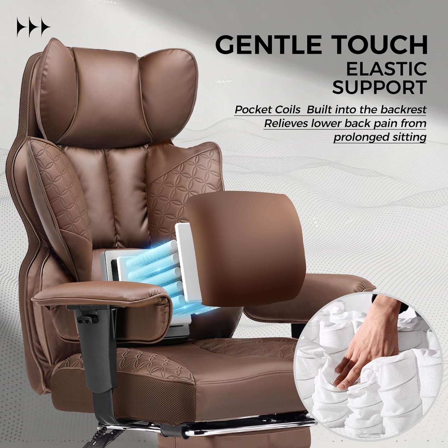 COMHOMA Upgraded Big and Tall Office Chair 400LBS with Pillow, Adjustable Armrest CH510